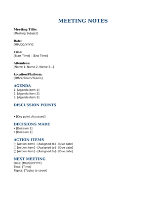 Meeting Notes